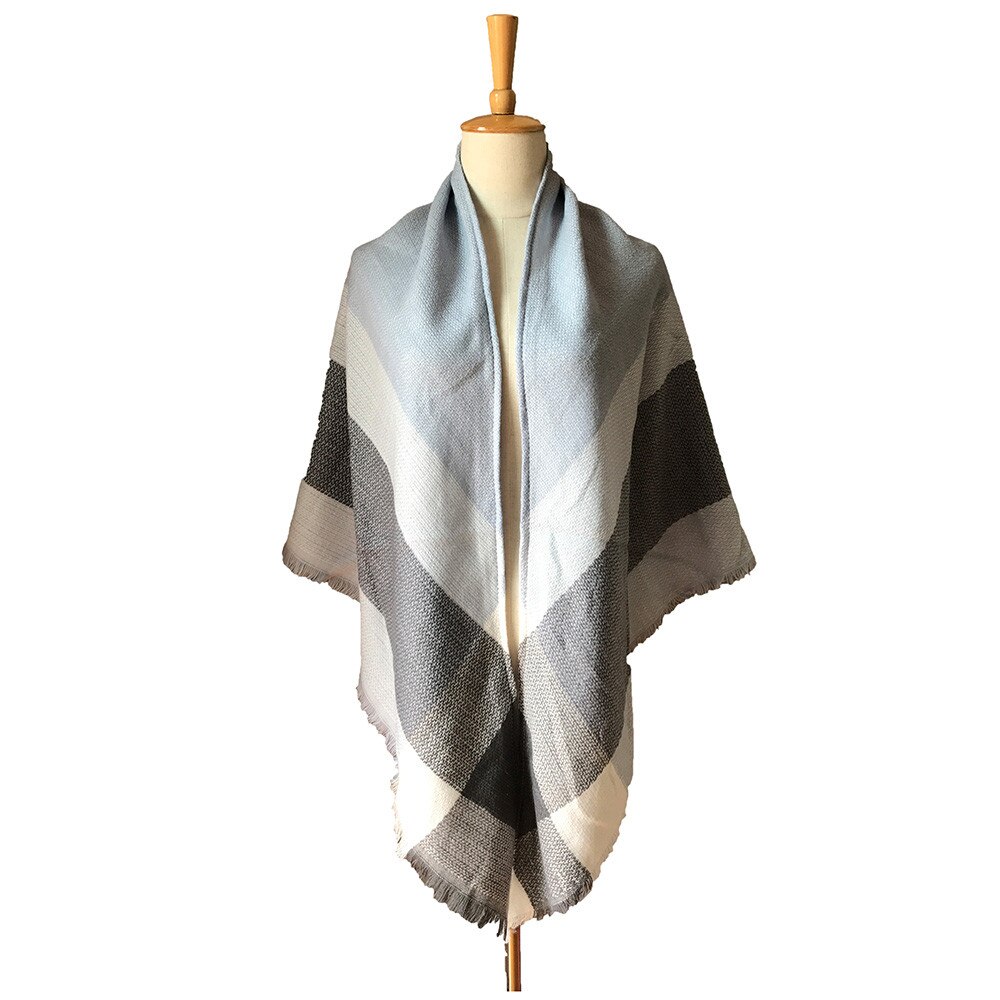 & Plaid Blanket Scarf Women Big Square Long Scarves Warm Tartan Checked Shaw Classic Tassel Plaid Scarf Winter Neck Warmer