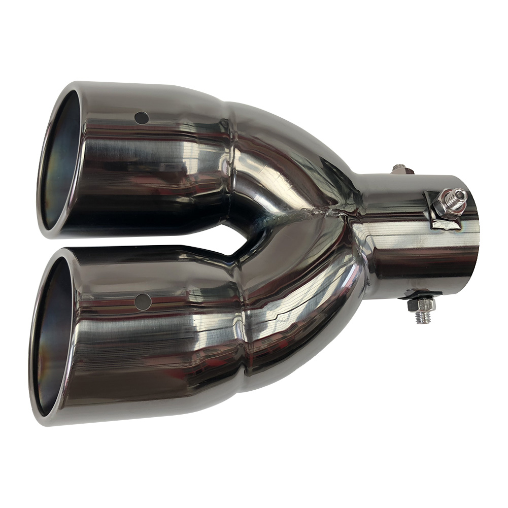 Car Universal Bolt-on Dual Exhaust Tip 63/76mm Slant Cut Tailpipe Muffler Tip Black Titanium Auto Replacement Parts Car Accessor