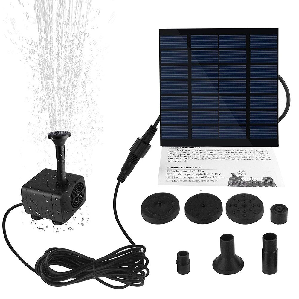 Mini solfontæne pumpe solvandspumpe strømpanelsæt solpanel vandpumpe til havepool: Default Title
