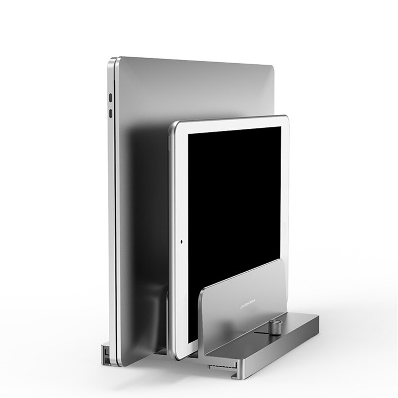 Jiushark Universele Verticale Laptop Stand Aluminium Dubbele Desktop Stand Houder Met Verstelbare Dock (13-30Mm/18-36Mm)