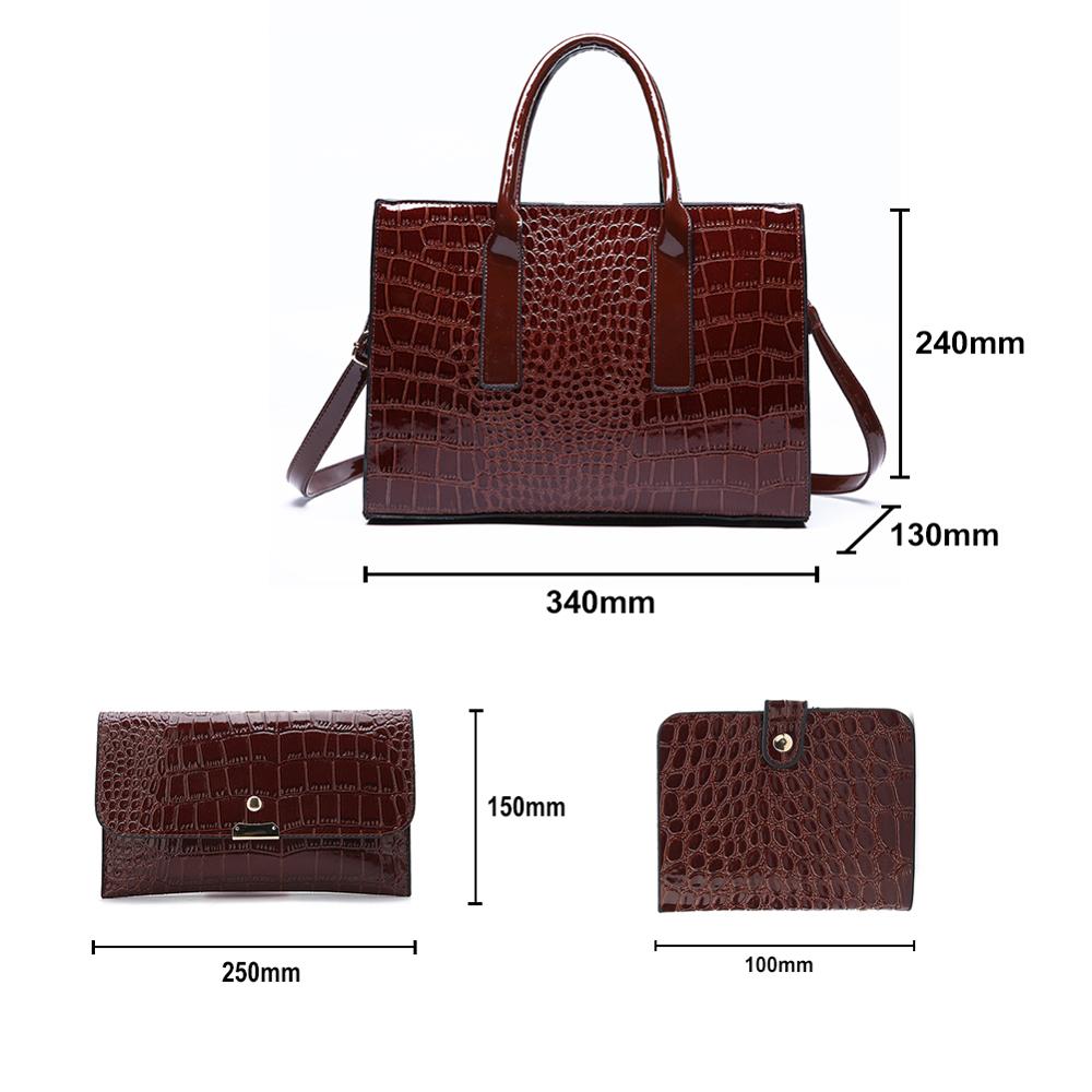 3pcs/Set Luxury Handbags Women Bags Bags Crocodile Leather Tote Bags Women Famous Brand Sac A Main Femme