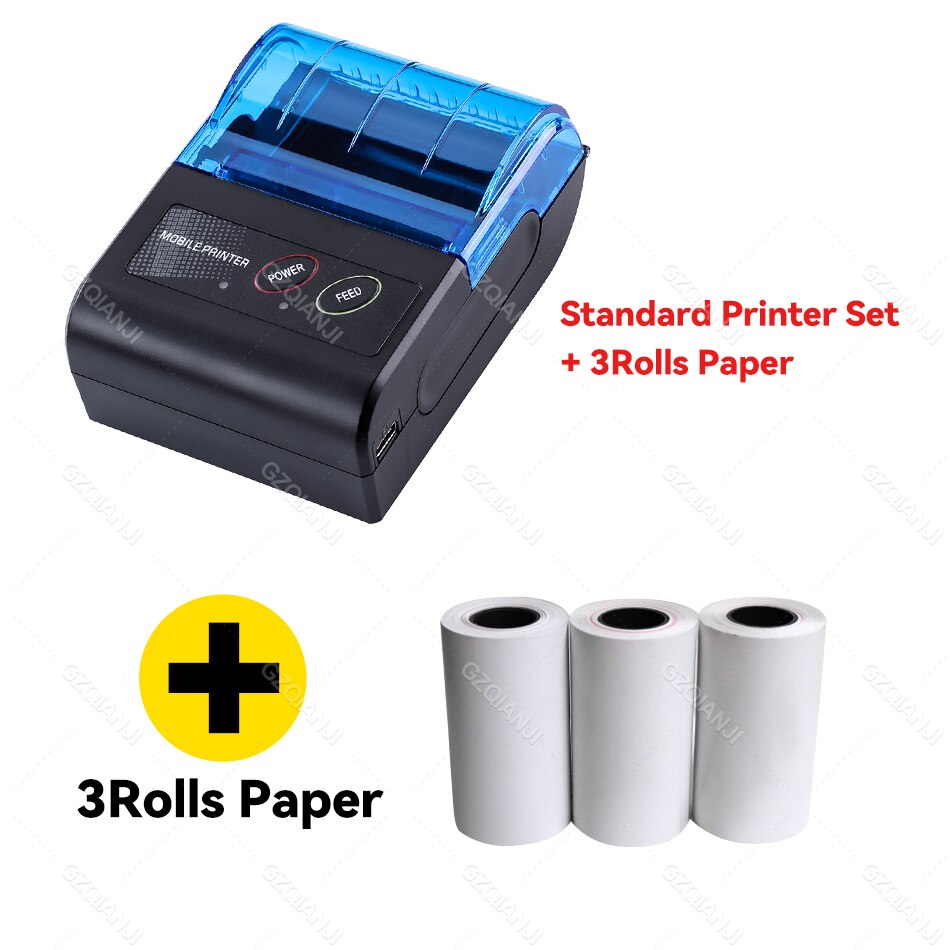 POS 58mm termico bluetooth stampante SII senza fili mini portatile impressora de nota fiscale con papel termico imprimante sans encre: Add 3Rolls / Spina di ue