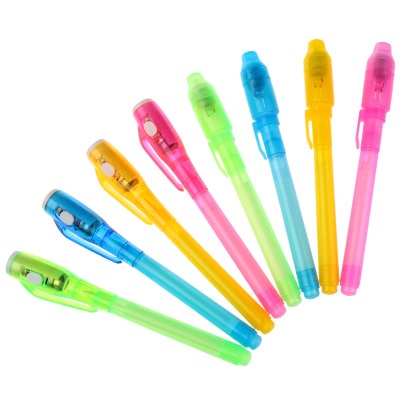 Stylo à bille magique , Invisible lumière UV, stylo à bille pour enfants, , fournitures scolaires, papeterie nouveauté