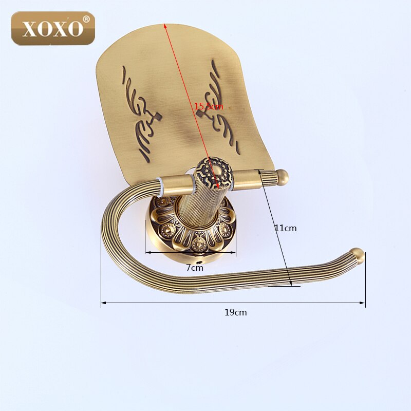 XOXO Bathroom Toilet Paper Holder With Cover Antique Brass Roll Tissue Rack Carved Pattern Base Paper Shelf Wall Mounted15086B