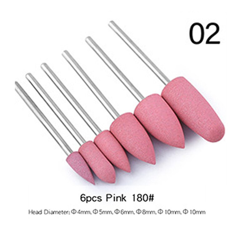 6 st/set silikon polerhuvud nagelpolering polering exfolierande manikyr maskin polerhuvud silikonborr: 02