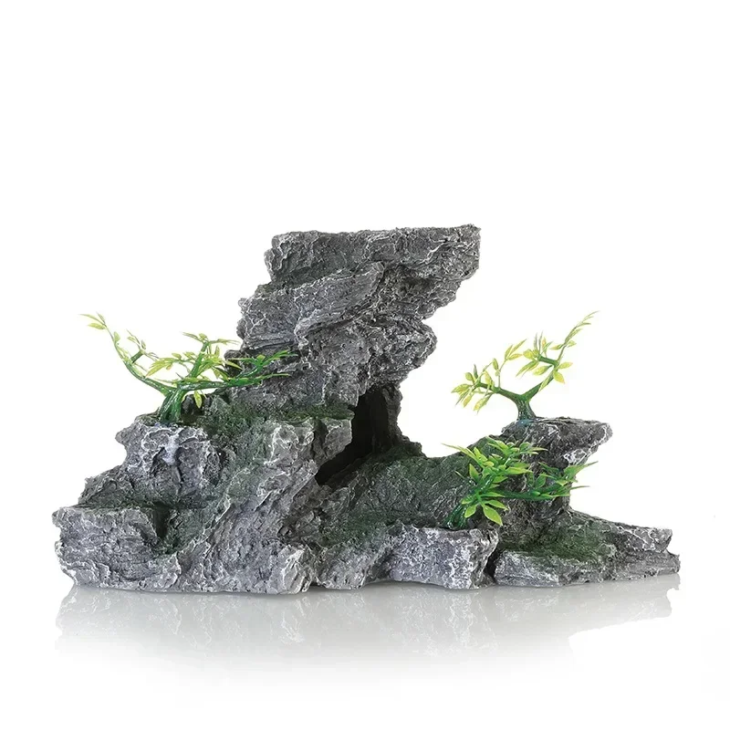 15-type decoratieve rotsen aquarium aquarium accessoires hars rotstuin aquarium decor vis verbergen gat rots voor aquarium