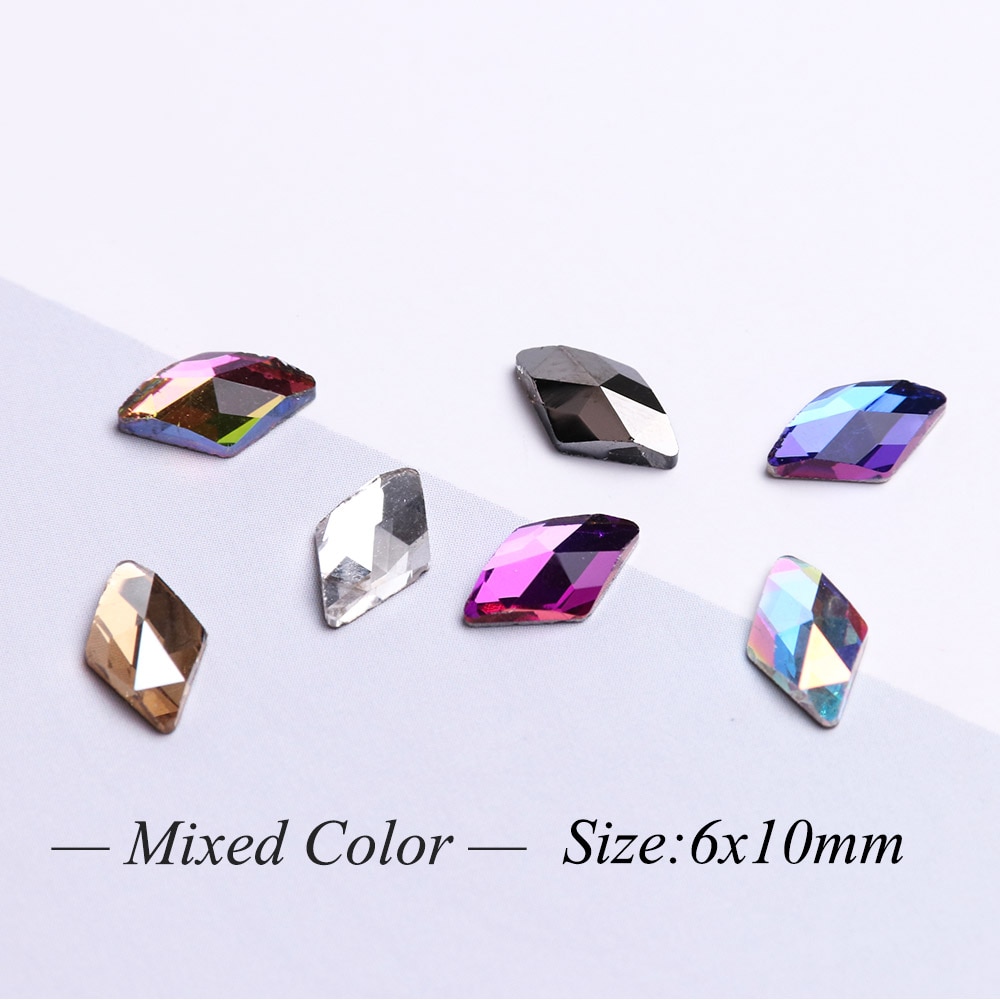 10 pièces losange ongles strass cristaux Flatback verre pierres manucure Nail Art décoration breloques gemme bijoux accessoires JI717