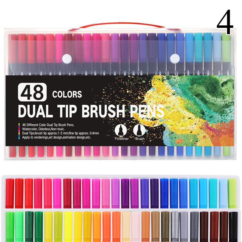 FineLiner – stylos marqueurs d'art à double pointe, 12/48/72/100/120 couleurs, pour dessin, peinture, calligraphie, fournitures d'art: 48 Colors Black