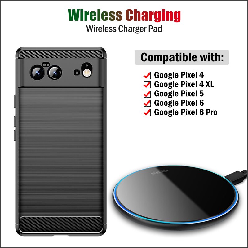 10W Snelle Qi Draadloze Oplader Voor Google Pixel 6 Pro 5 4 Xl Case Telefoon Draadloos Opladen Pad Ademen licht