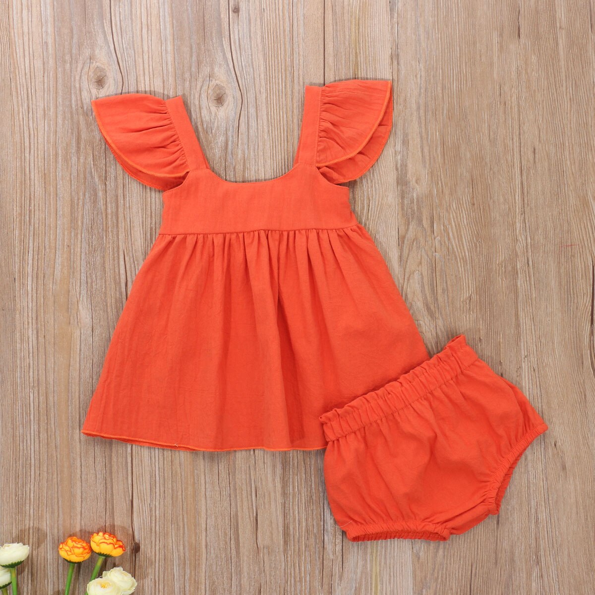 Peuter baby zomerkleding katoenen outfit ruches mouwloos gulpmouw mini-jurkje top + elastische taille shorts voor babymeisje 0-24m