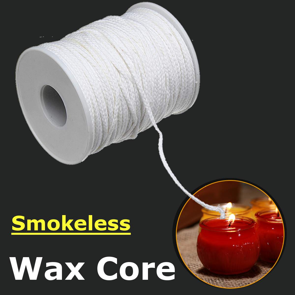 Smokeless Wax Core 61m Cotton Handmade Non-smoke DIY Oil Lamps Candles Supplies Candle Making Wick With Base