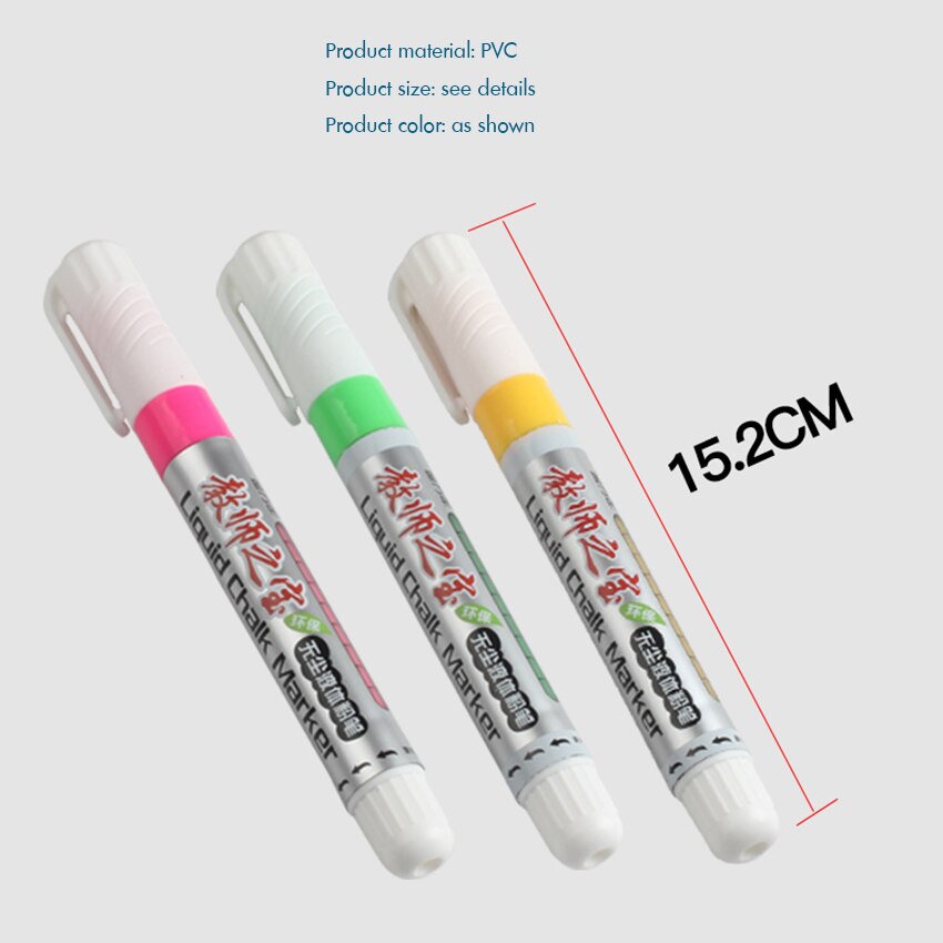1PC Chalk Markers Erasable Liquid Chalk Pens for Chalkboard, Blackboard, Cafe Menu, Window- White, Blue, Yellow, Pink, Green