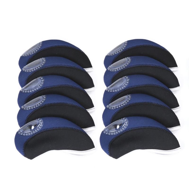 10 Stuks Zwart Neopreen Golf Club Head Cover Wedge Iron Beschermende Headcovers Ons: Blauw