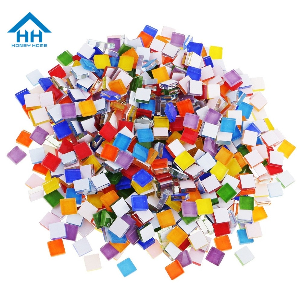 500pcs/pack DIY Mosaic Making Tiles for Art Crafts Creation Square Candy Mosaic Tiles Transparent Glass Tessera Home Decorations