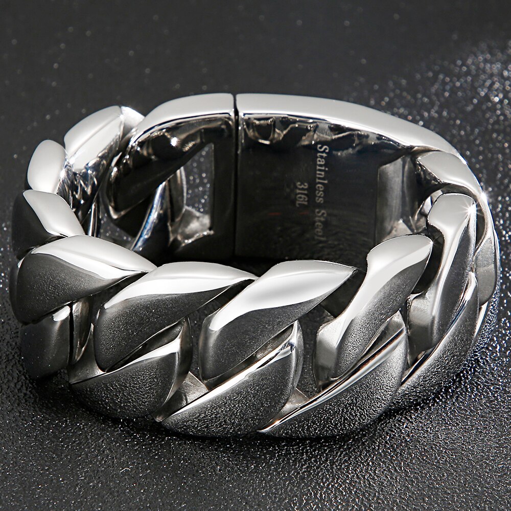 Heavy 31MM Wide Bracelet Men Metal Hiphop Massive Stainless Steel Jewelry Friendship Mens Bracelets Bangles On Hand Thick Chain
