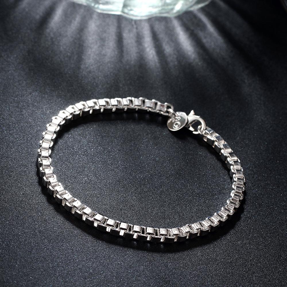 Luxe flambant neuf 925 argent bracelet 4mm boîte chaîne Bracelet pour femmes hommes bijoux