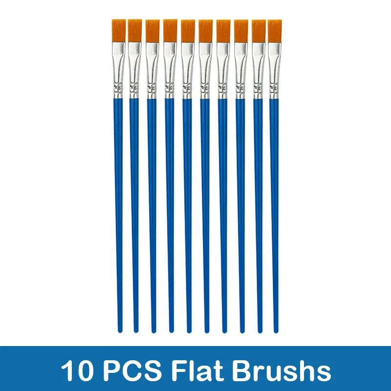 10/20/50pz pennelli per pittura impostato arte il giro / piatto Brushs nylon pennelli per capelli penna per olio acrilico acquerello arte forniture: giallo