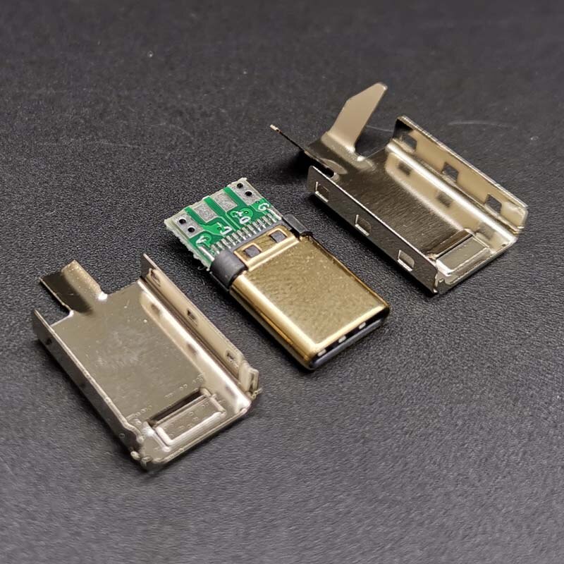 5einstellen Schweißen draht typ 24K Gold-überzogene OTG USB 2,0 Typ-C stecker mit Hülse 3 in 1