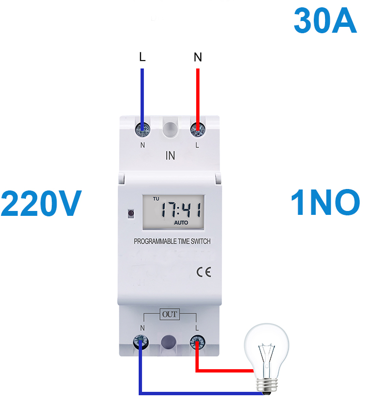 Timer Switch Din Rail Digital TP8A16 weekly programmable electronic microcomputer 30A 220V 230V 6A-30A 12V AC THC15A: Other