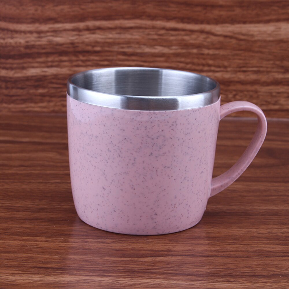 Mini Kids Mug 304 Stainless Steel Coffee Mug Tea Cup For Children Drinkware Wheat Straw Water Cup Tea Mug 8x7.3cm 220ML