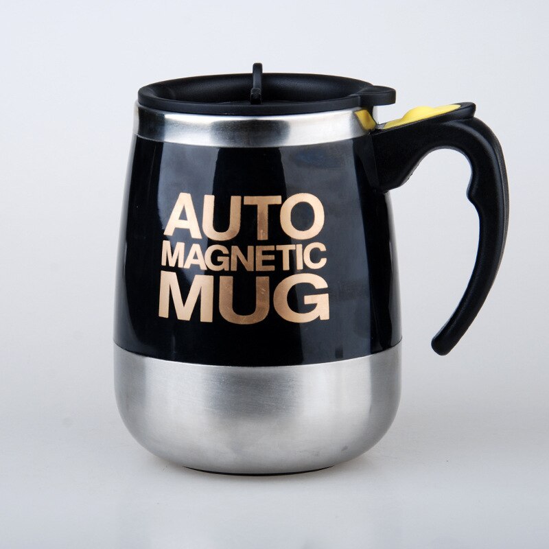 400ML Automatic Electric Self Stirring Mug Lazy Auto Magnetic Mug Cup with Handgrip Stainless Steel Coffee Milk Mixing Mugs: black