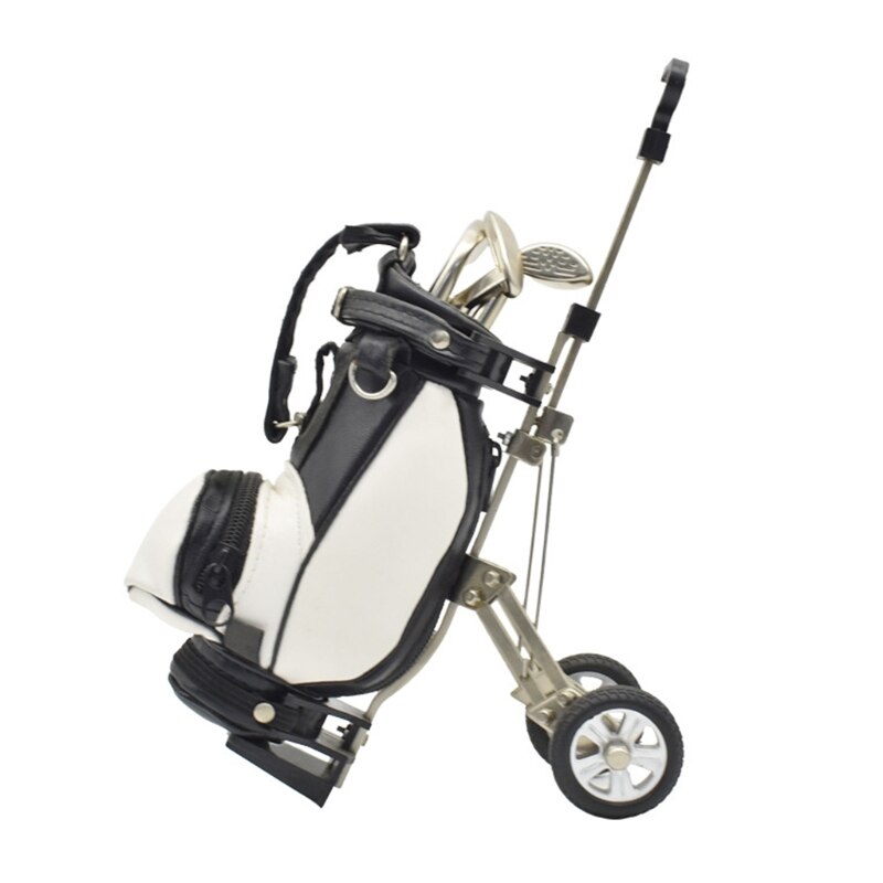 Golf Pens with Golf Bag Holder Novelty with 3 Pcs Aluminum Pen Office Desk Golf Bag Pencil Holder: Black and white