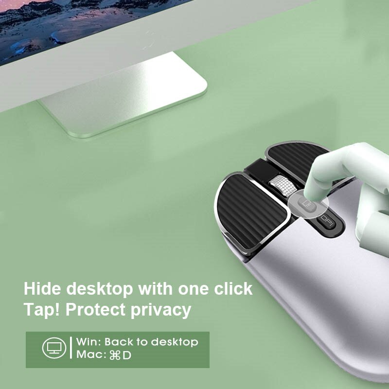 Rechargeable Dual Mode Mouse - Bluetooth 5.1 + 2.4G Wireless - Optical USB - 1600 DPI - Ergonomic for PC Mac iPad Android