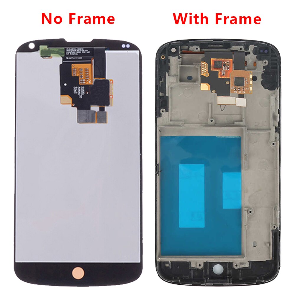 4.7" Original E960 For LG Google Nexus 4 LCD Touch Screen Digitizer Assembly Replacement For LG Nexus 4 Display with Frame