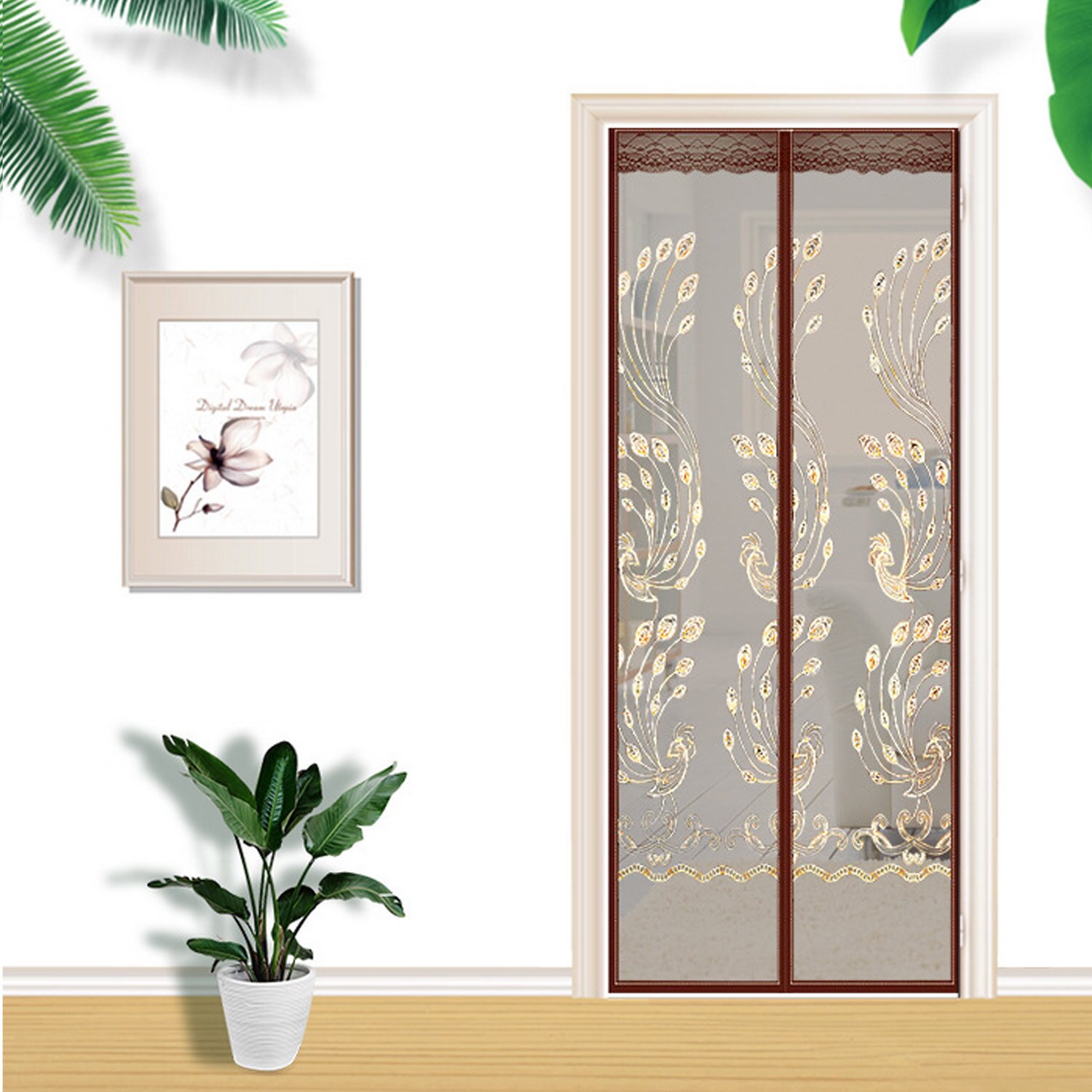 Cortina magnética de hilo suave para puerta, malla antiinsectos para habitaciones, cocina, 32x79 pulgadas, para verano