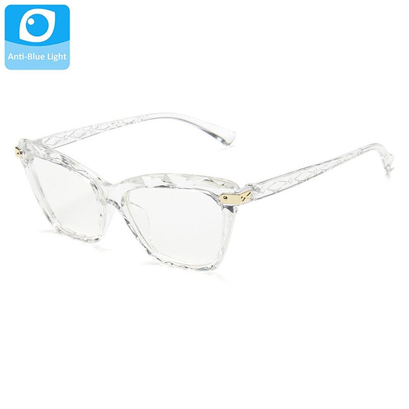 Anti-blauw licht bril dames cat eye bril montuur dames cat eye bril montuur heldere lens bril oculair zonnebril: Duidelijk