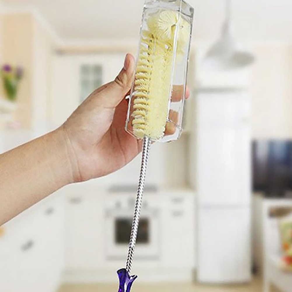 40cm Durable Yellow Long Cleaning Brush Handle Spiral-shaped Bottle Brush Bottle Brush Comfort Grip Easy to Clean Corners