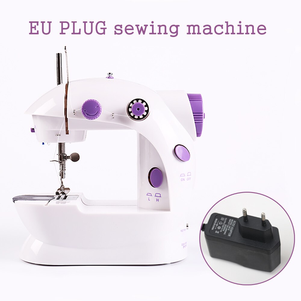 Machine à coudre Mini manuelle, Portable, Assistant domestique, électrique, double vitesse, réglage avec veilleuse, couture d'aiguilles: EU PLUG