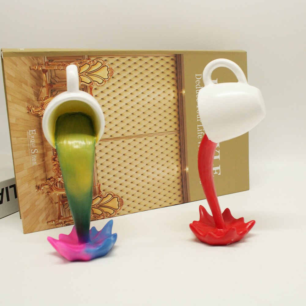 Floating Cup Sculpture Pouring Liquid Coffee Mug Art Decor home Art Decoration