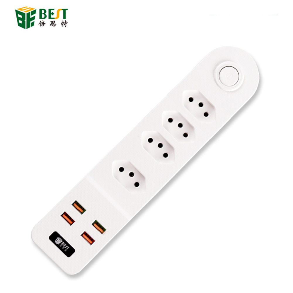 1Pcs Power Socket Brazilian Standard Plug 4 gang Electrical Sockets with 4 USB Ports Brazilian Standard Extension Power Outlet