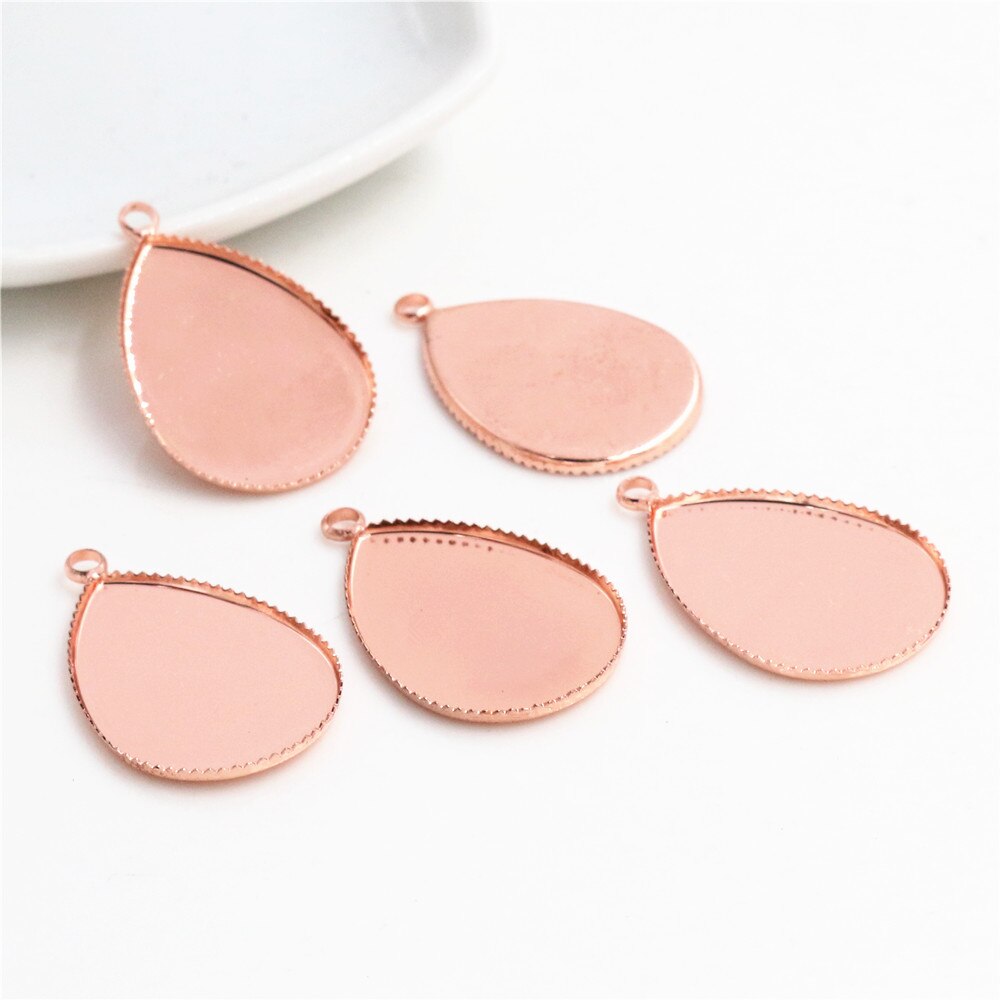 10-20 st 18 x 25mm 13 x 18mm 10 x 14mm koppar stil tand cabochon bas cameo inställningar halsband gör själv smycken: Rosa guld / 10 x 14mm 20 st