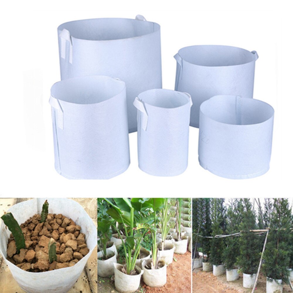 Bolsa redonda de tela blanca para planta de macetas, contenedor de raíces, bolsa de cultivo, contenedor de aireación, 7 tamaños, en oferta