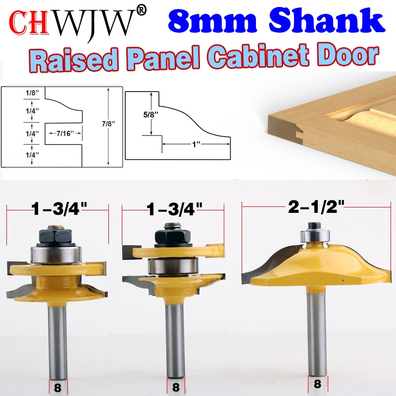 1-3 stks 8mm Schacht Rail &amp; Stile Frezen-Matched Standaard Ogief deur mes Houtbewerking cutter tenon Cutter voor Houtbewerking Gereedschap