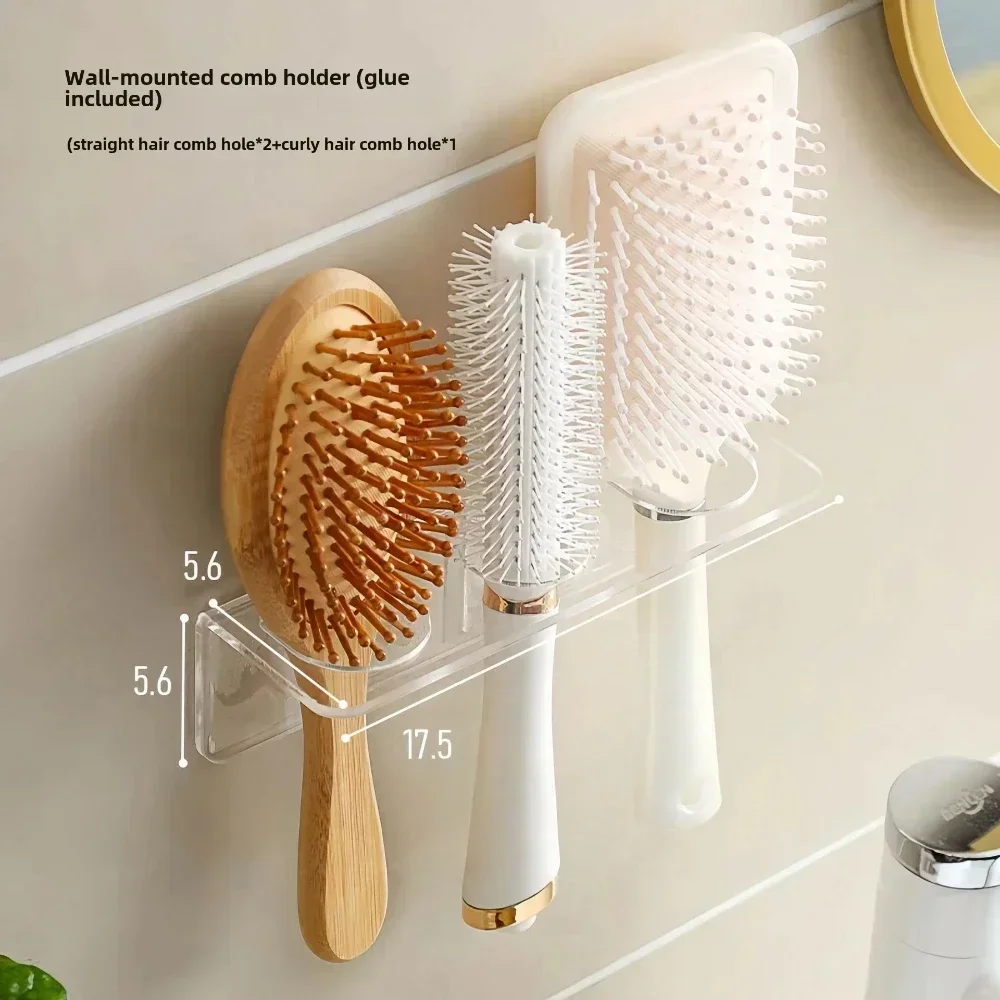 Organizer Acrylic Storage Comb HolderShelf Clear Transparent Wall-Mounted Hair Brushes Rack Bathroom Accessories Home Shelves