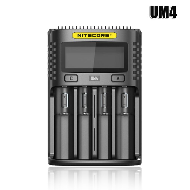 NITECORE UMS4 Batterie ladegerät QC Schnelle Ladung 4A mit 4 Slots Ausgang LCD Display Für 18650 14500 16340 26650 21700 AA AAA Batterie: UM4