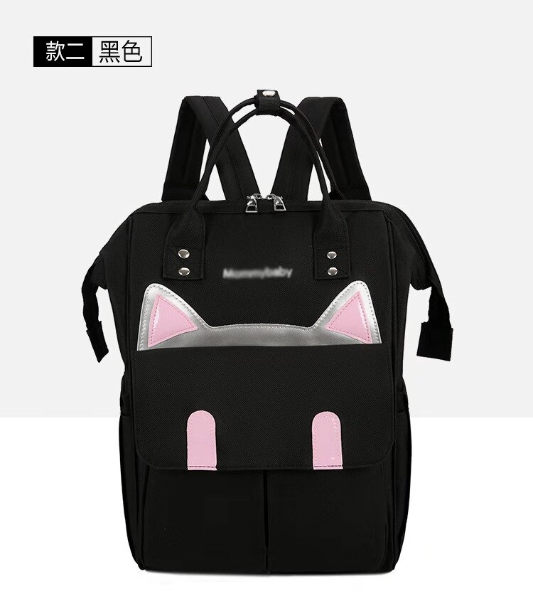 Sales] Luiertas Cartoon Multi-Functionele Mode Mom Rugzak Zuigfles Geïsoleerde Mother 'S Tas: Kitten Black And White with Pattern