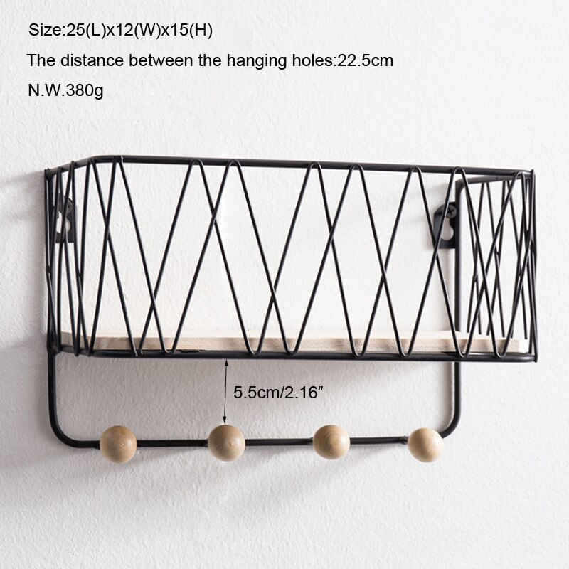 Key Holder Mail Rack Entryway Shelf Simple Nordic Wrought Iron Grid Wall Mount Storage Rack Hooks Key Sorter Organizer
