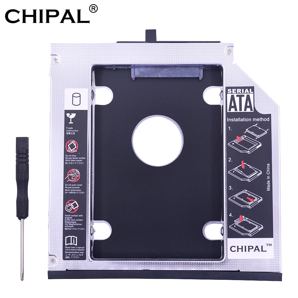 Chipal Aluminium Sata Iii 2nd Hdd Caddy 12.7 Mm Voor 2.5 Inch Ssd Case Hdd Behuizing Voor Lenovo Thinkpad T420 t430 T520 T530 Oneven