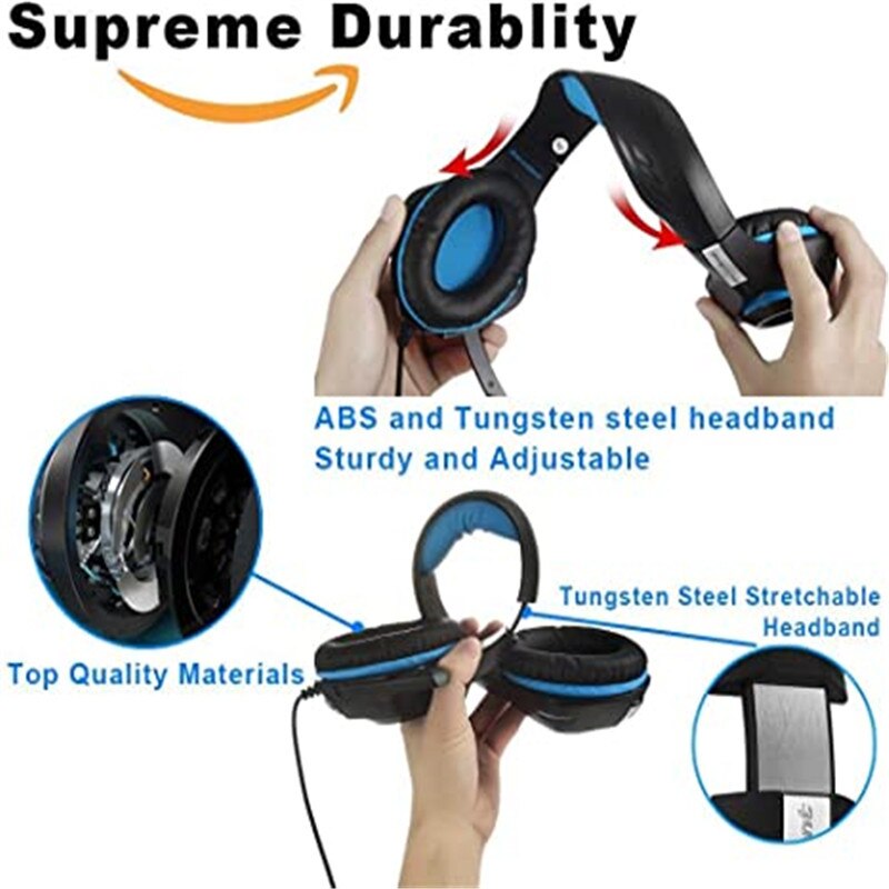 Gaming Headset with Noise Canceling mic, PS4 Xbox One Headset , Memory Foam Earpad for PC, Mac, Laptop, Mobile