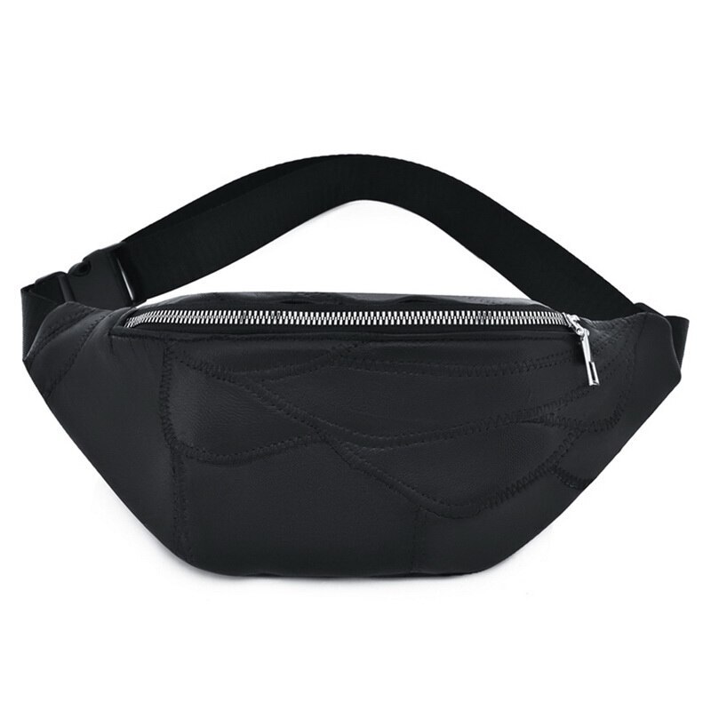 Mulheres holográficas fanny pacote holograma cintura saco de couro do plutônio praia viagem banana hip bum zip cintura cinto saco para meninas: A-black