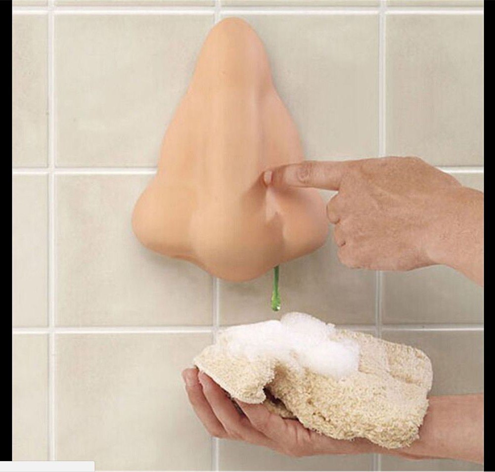 Dispensador de jabón con ventosa en forma de nariz, accesorios de baño para champú y Gel de ducha, ,: Default Title
