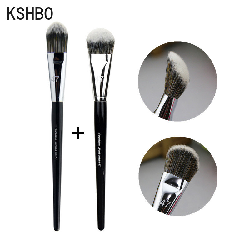 KSHBO 2 unids/set herramientas de maquillaje de belleza brocha para base 47 cabezal de escoba Base líquida reparación de sombra para mujeres brochas para Base facial: Amarillo claro
