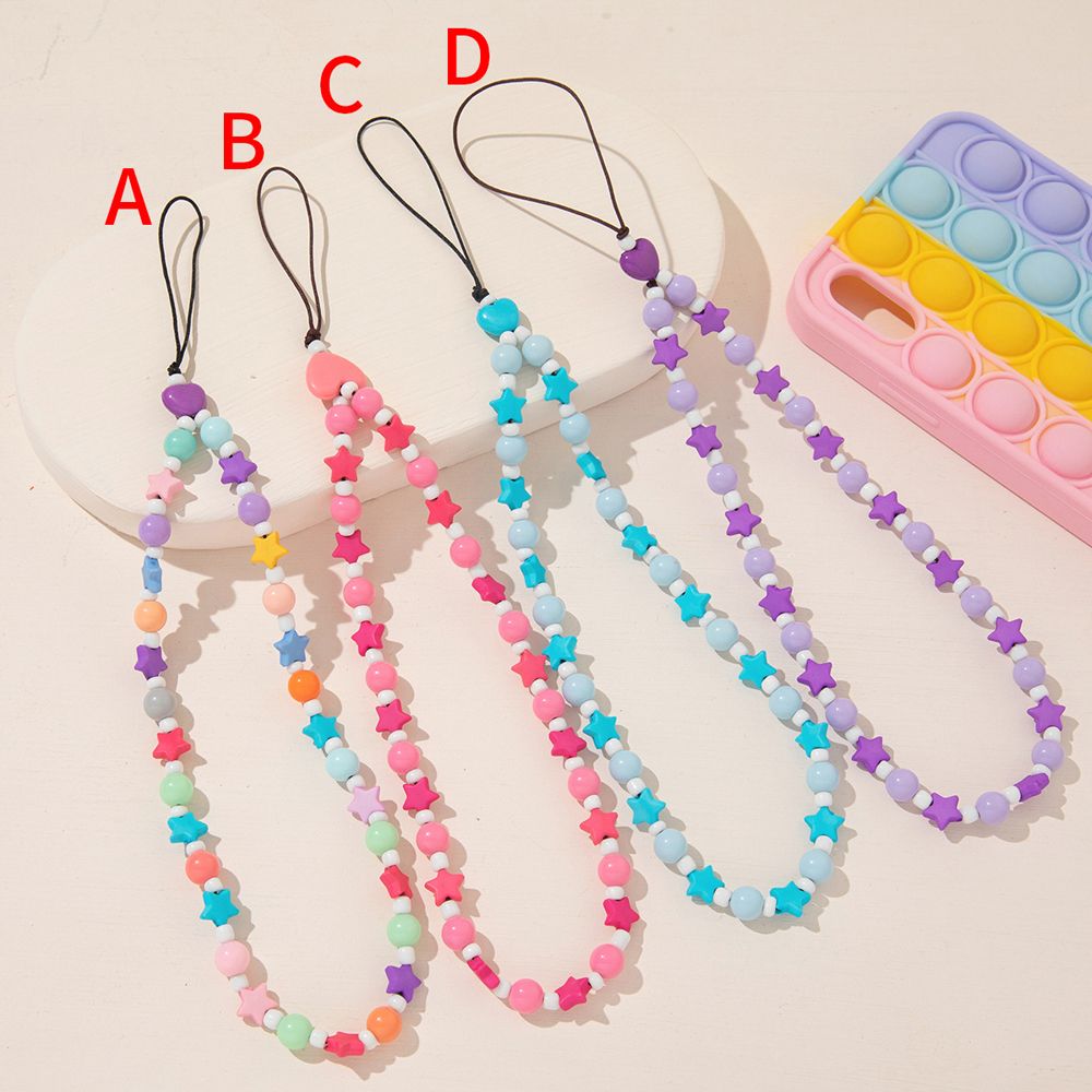 Mobile Phone Pendant Phone Charm Acrylic Bead Heart Beaded Mobile Phone Straps Mobile Phone Chain Cell Phone Lanyard