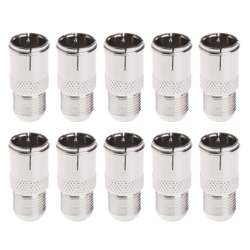 10 Pcs Quick Fit F Connector Male Plug To Female Adapter - Push On RF Coaxial