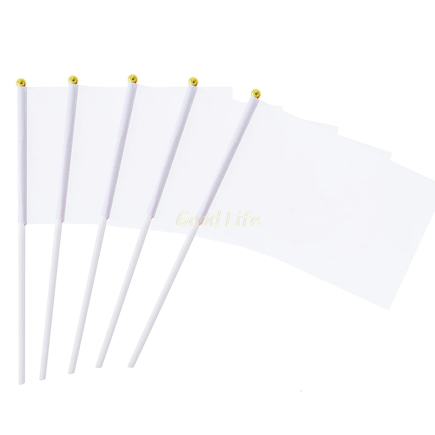 50 pcs/Lot 14X21CM blank white handwave flag small waving flag hand banner poly writable Flag