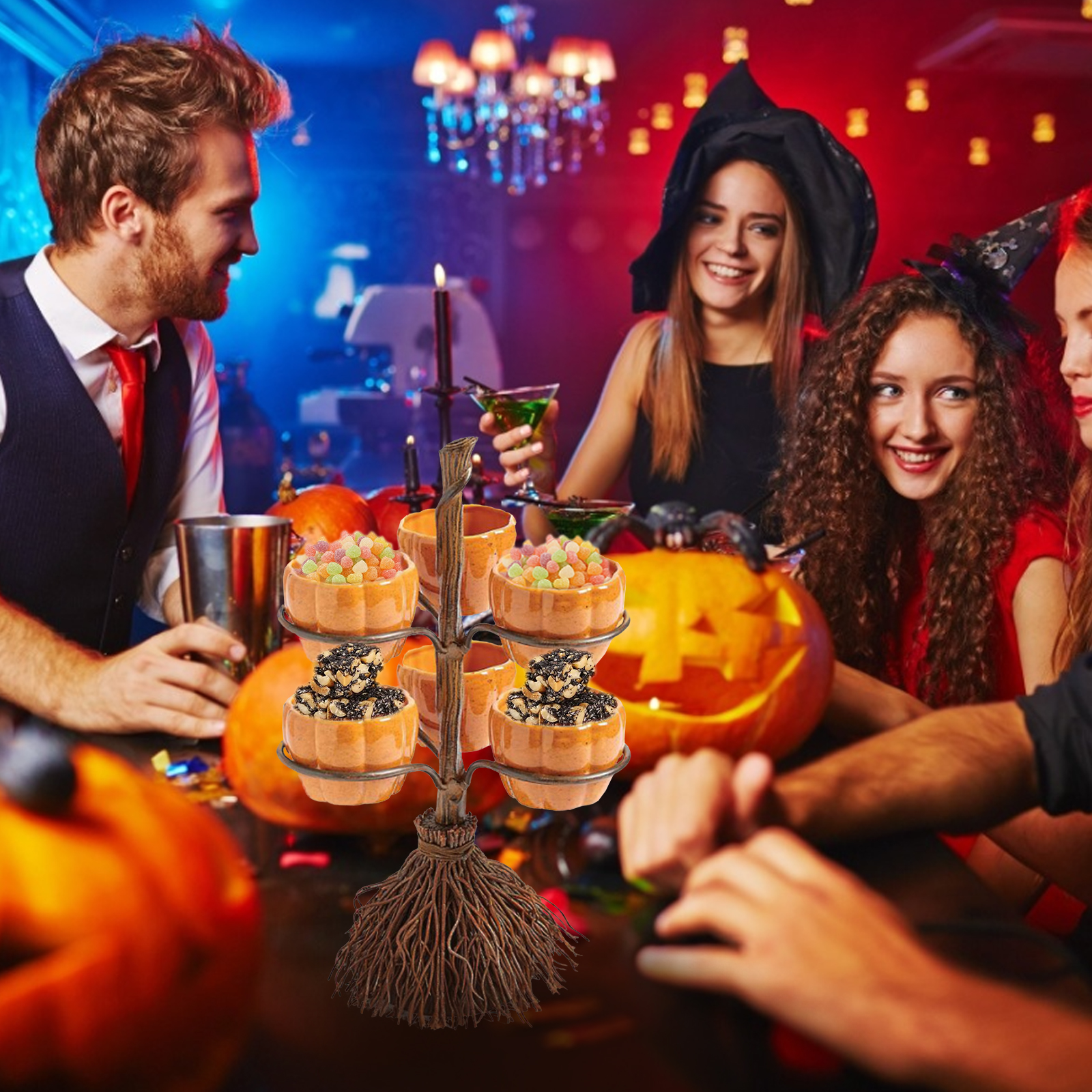 Support à Snack amovible pour Halloween, 3/4/6 bols, décoration de fête, plateau à aliments, ménage, , bonbons, cookies, support de service des aliments